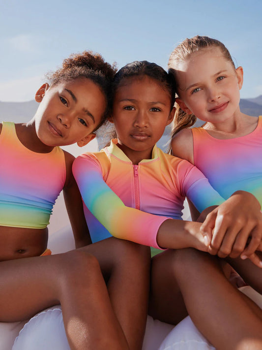 Regenbogen/Farbverlauf - Badeanzug mit Rundhalsausschnitt (3-16Jahre)