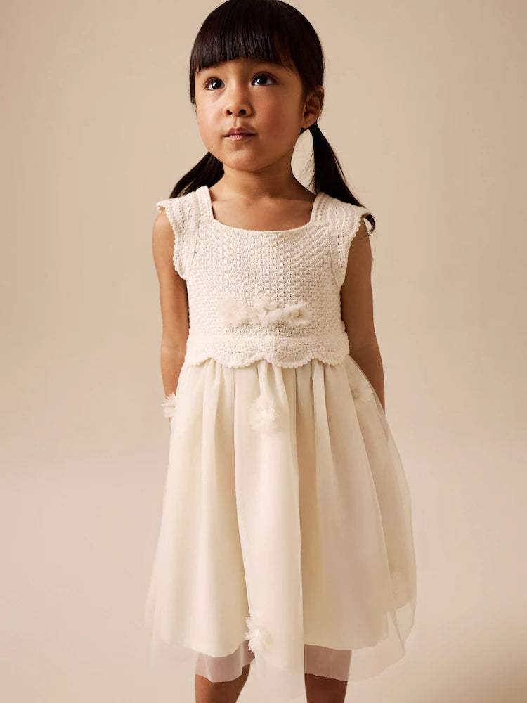 Ecru floral dress for special occasions