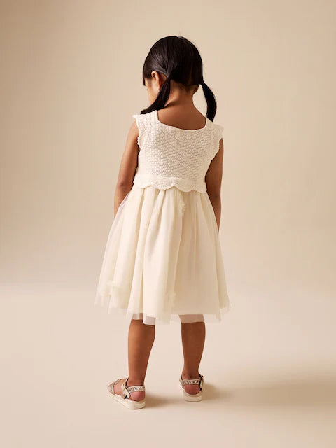 Ecru floral dress for special occasions