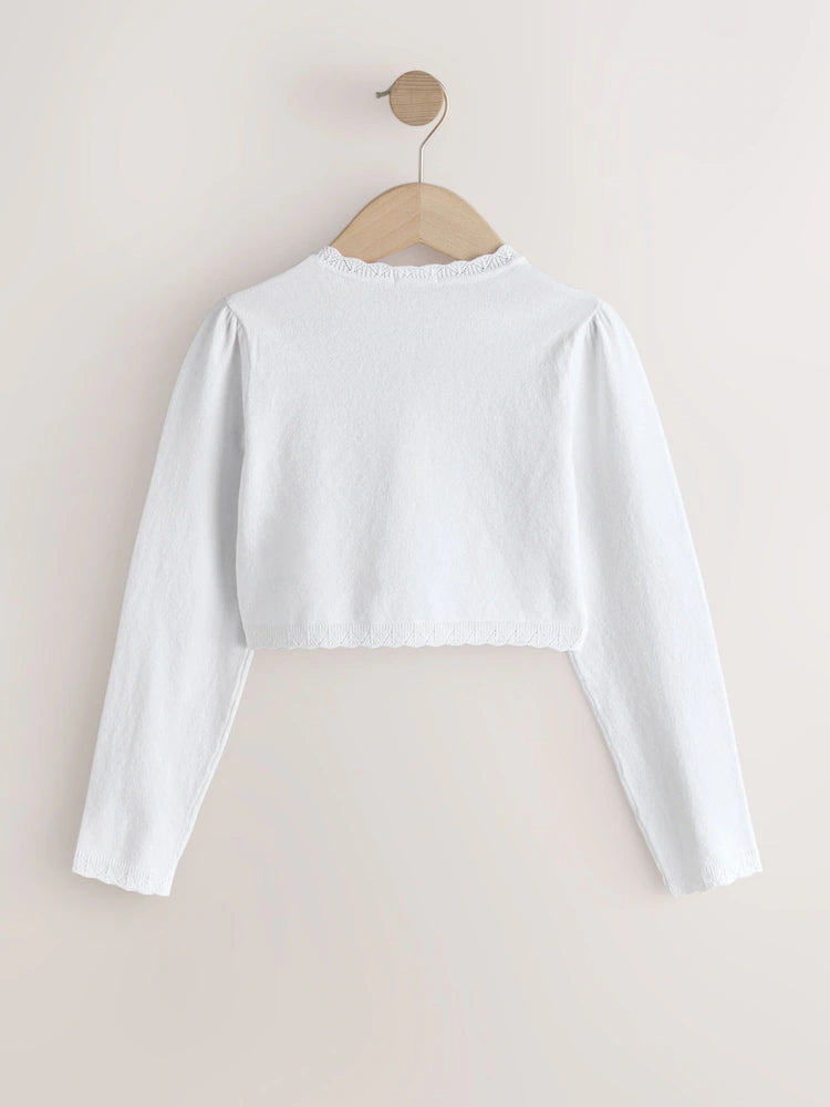White Occasion Bridesmaid Knitted Cardigan Shrug