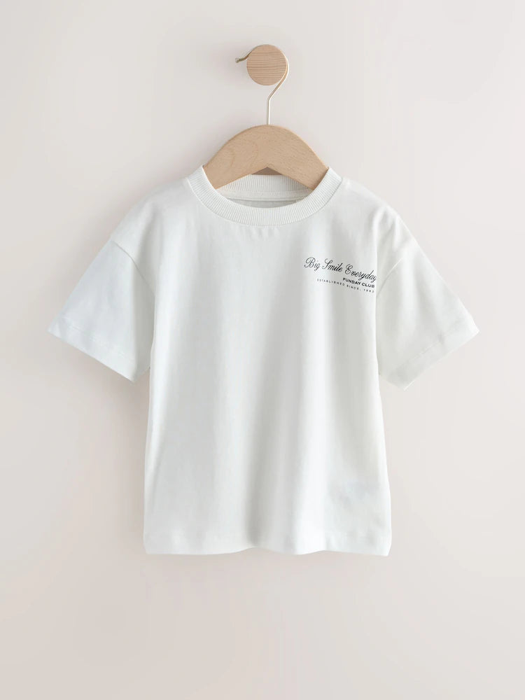White with slogan - short-sleeved graphic T-shirts, 3-pack