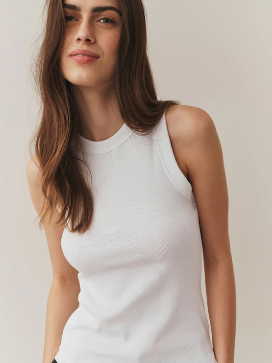 White - Ribbed Racer Back Sleeveless Vest Top