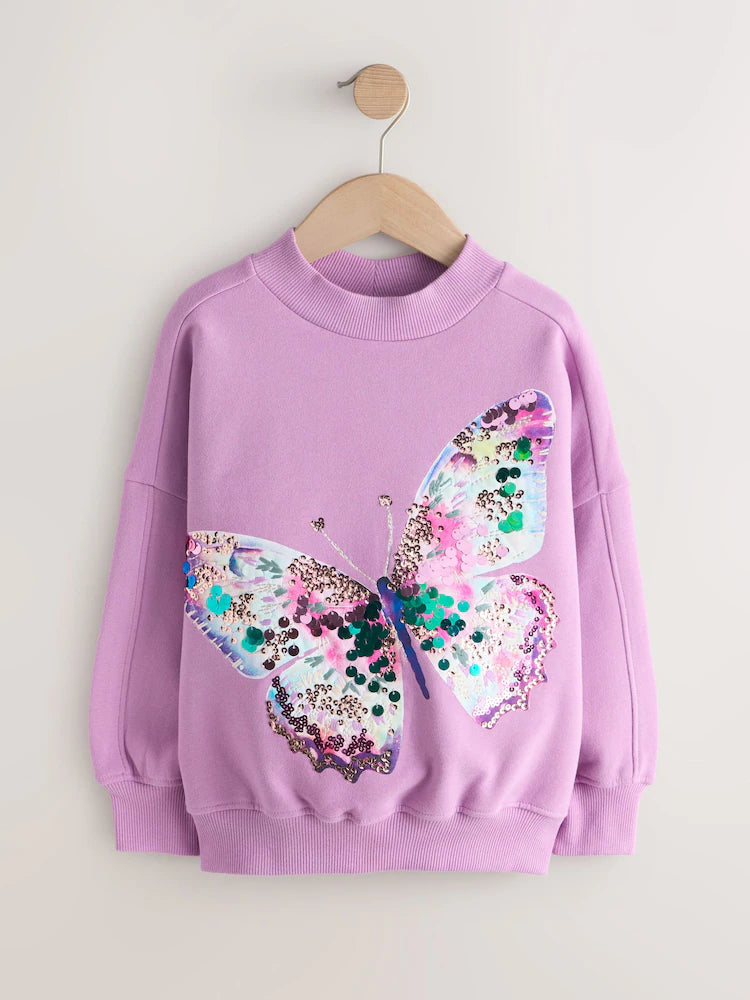 Lila Pailletten-Schmetterling - Sweatshirt (3–16 J.)