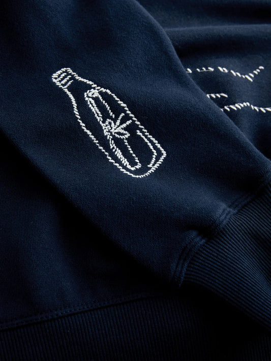 Navy blue - Embroidered sweatshirt with a sea motif and round neckline