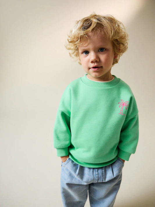Grün Palme - Sweatshirt mit Rundhalsausschnitt (3 M.–7 J.)