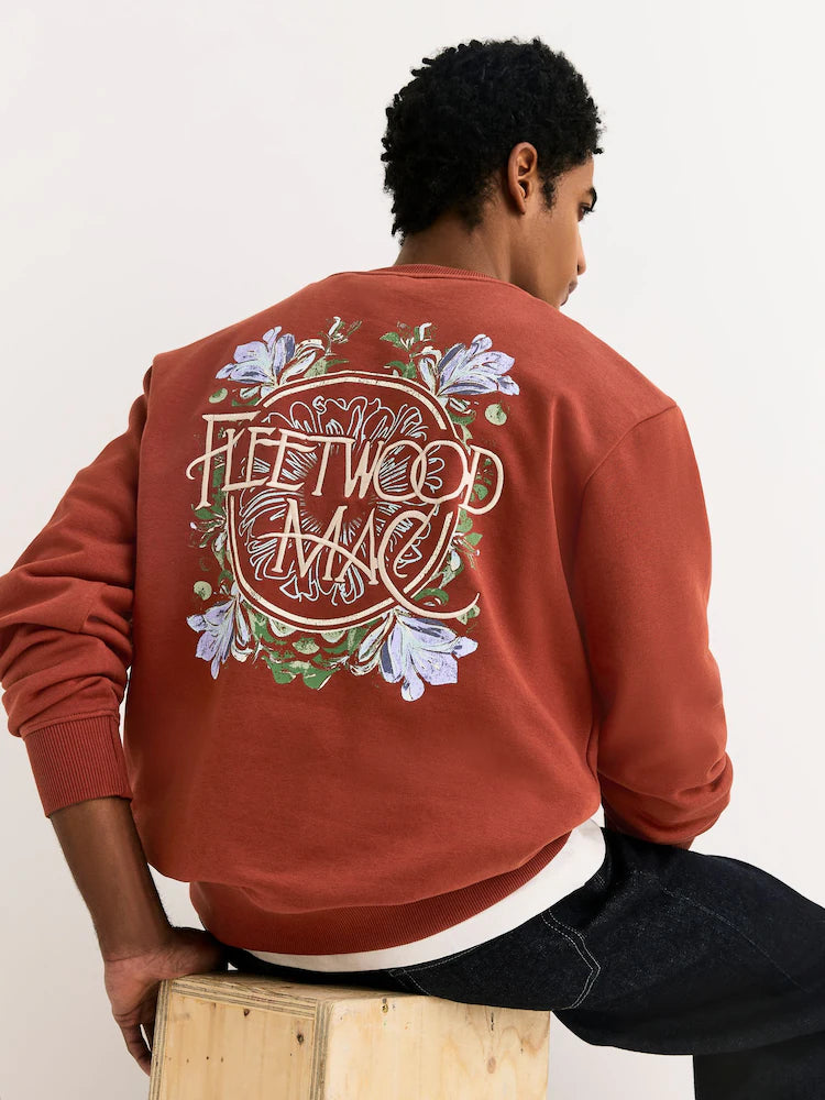 Rust Brown - Fleetwood Mac Licensed Graphic Crew Neck Sweatshirt