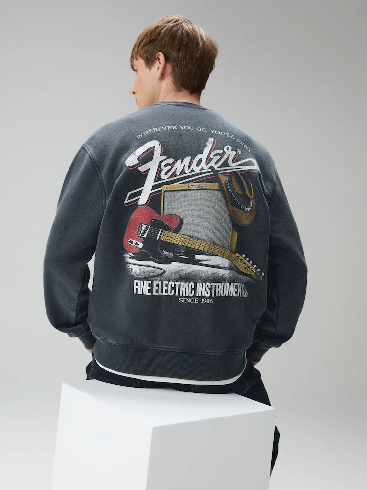 Slate grey - Fender sweatshirt with round neck and graphic