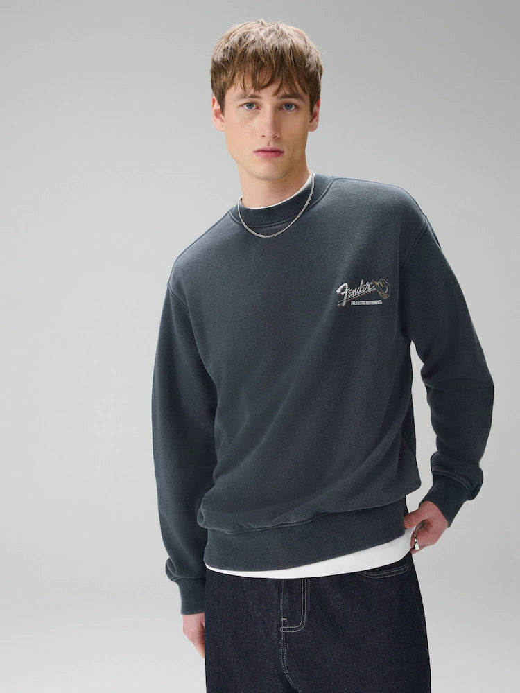 Slate grey - Fender sweatshirt with round neck and graphic