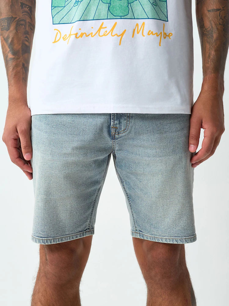 Blue vintage wash - Slim fit - Denim shorts with stretch