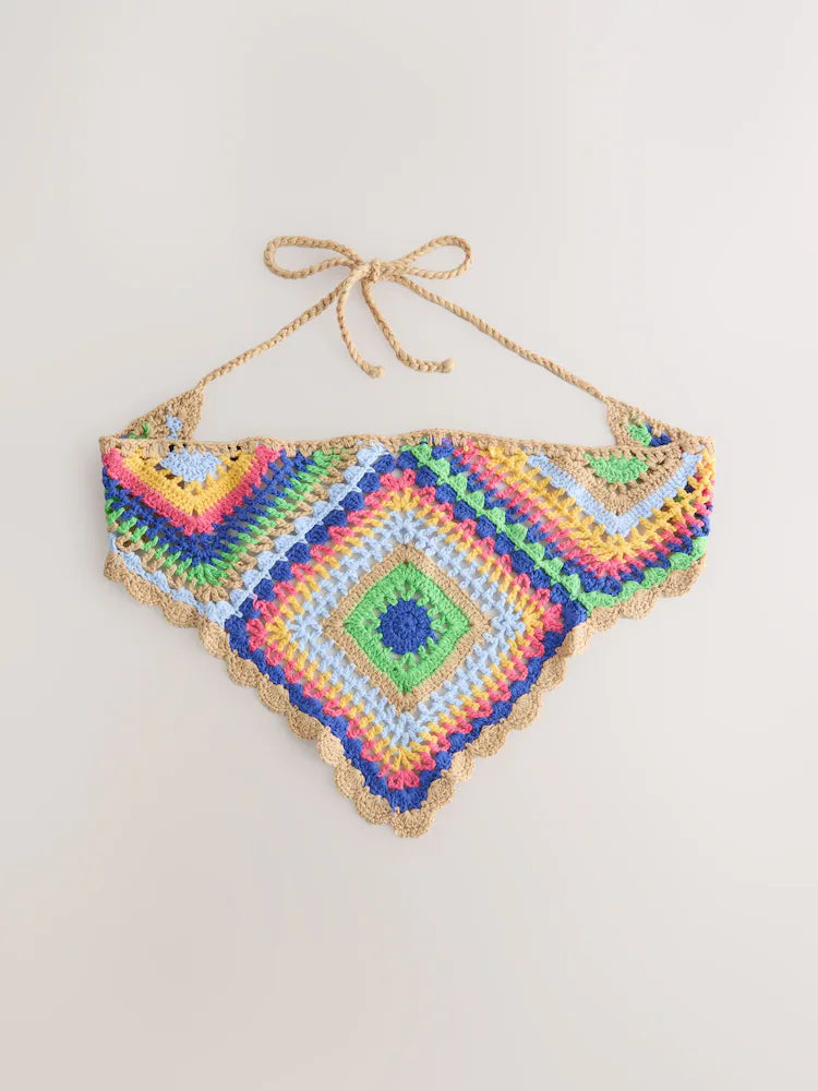 Multicolored - Triangle Crochet Headscarf