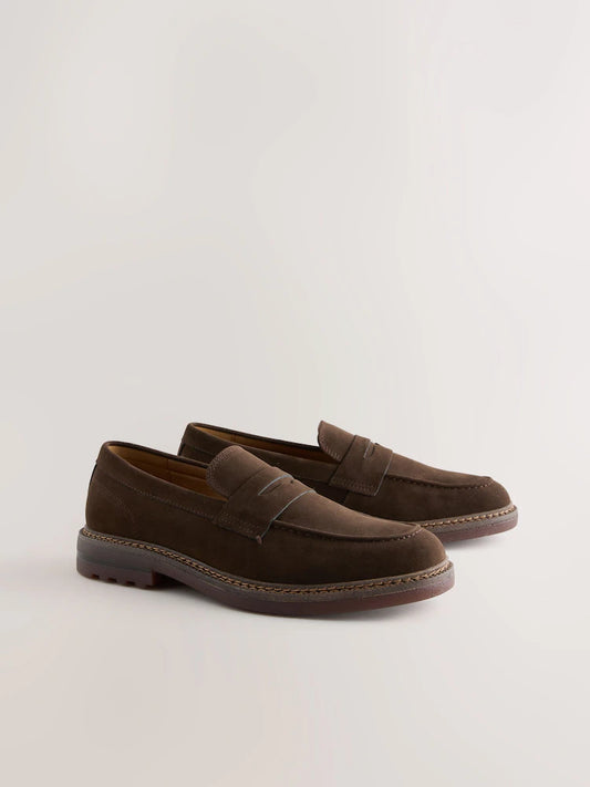Brown Suedette Penny Loafers