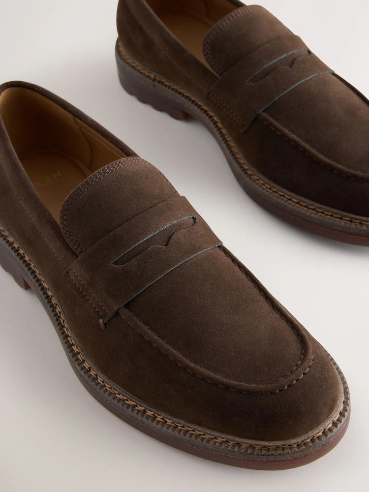 Brown Suedette Penny Loafers