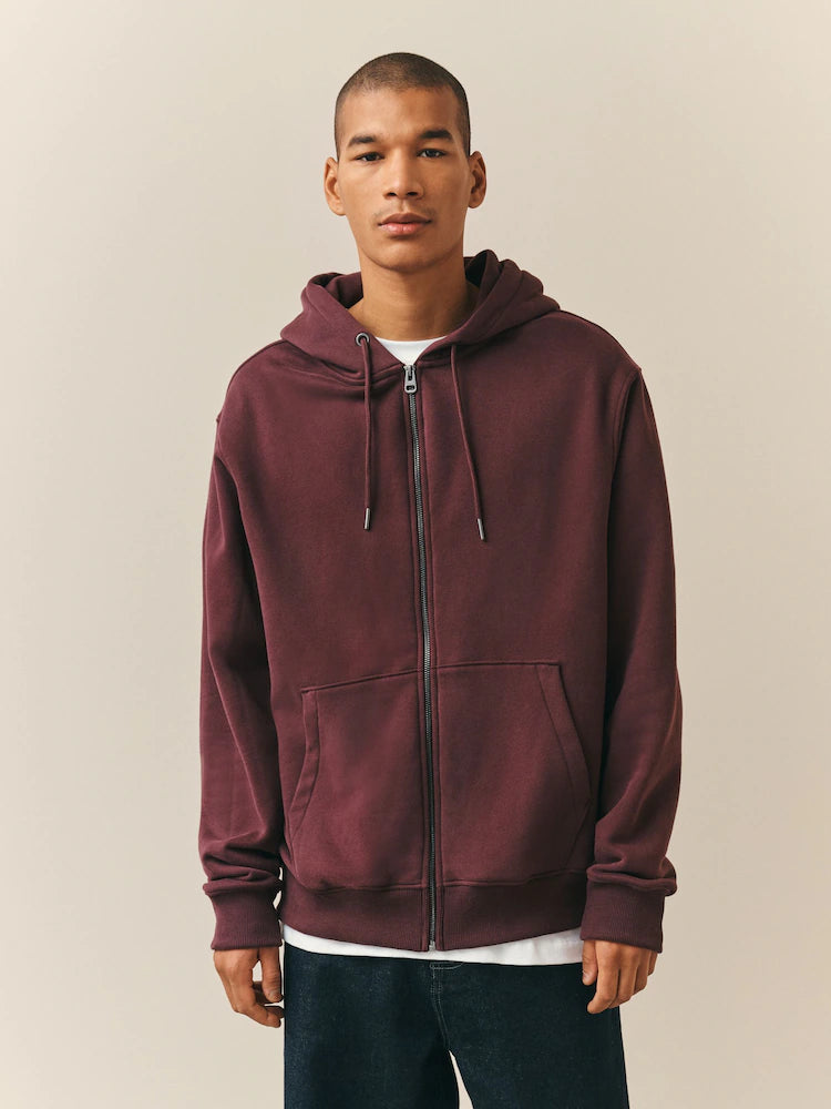 Burgundy red - full-zip hoodie
