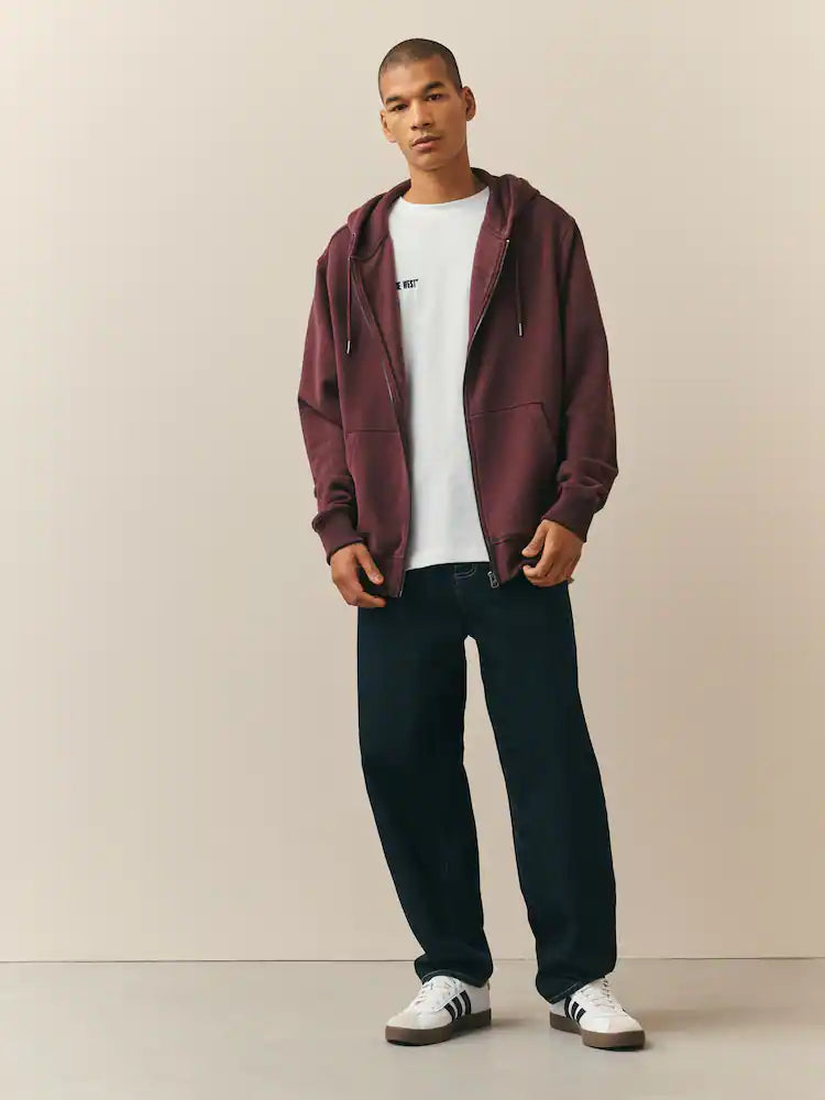 Burgundy red - full-zip hoodie