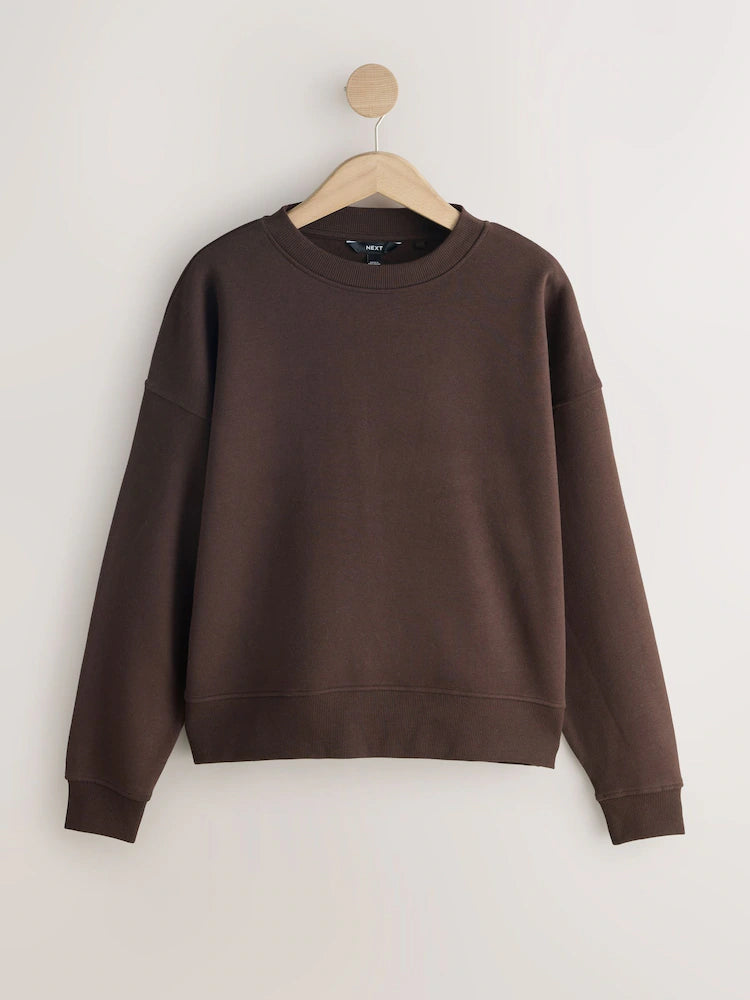 Chocolate brown/butter yellow - Super soft essential sweatshirts with crew neck and seam details in a 2-pack