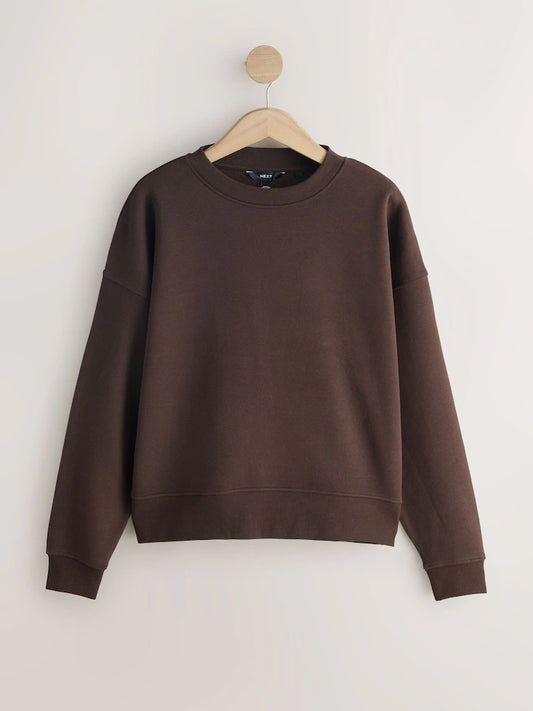 Chocolate brown/butter yellow - Super soft essential sweatshirts with crew neck and seam details in a 2-pack