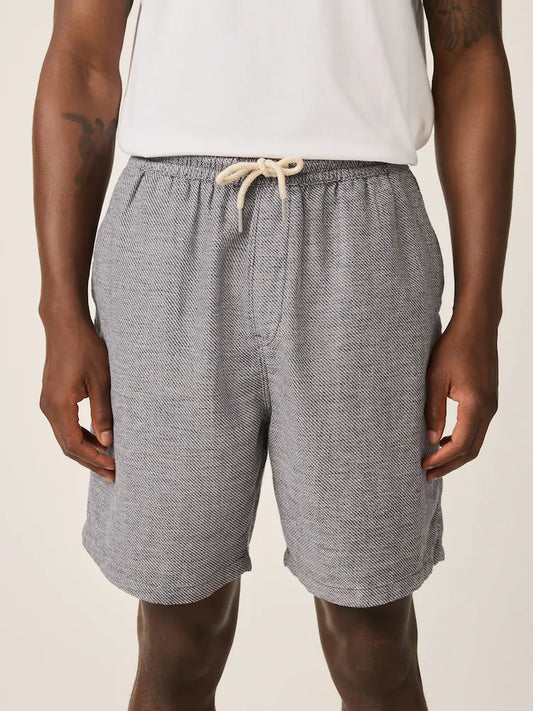Navy blue - linen blend shorts with elasticated waistband