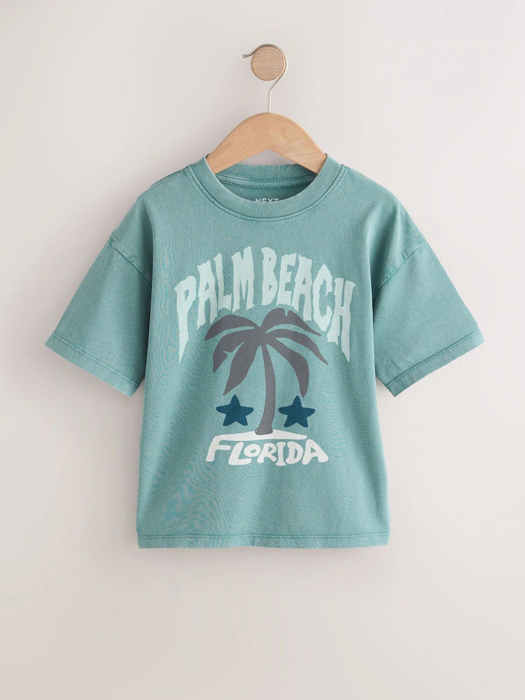 Berry/Mineral/Ecru - Short-sleeved T-shirts in relaxed fit with graphic print, 3-pack