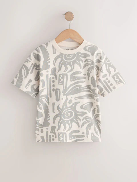 Berry/Mineral/Ecru - Short-sleeved T-shirts in relaxed fit with graphic print, 3-pack