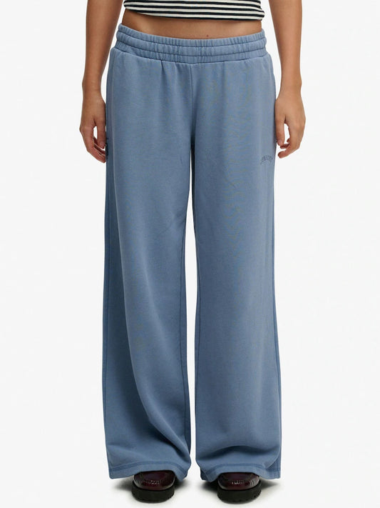 Blau - Superdry Essential Logo Jogginghosen mit weitem Bein