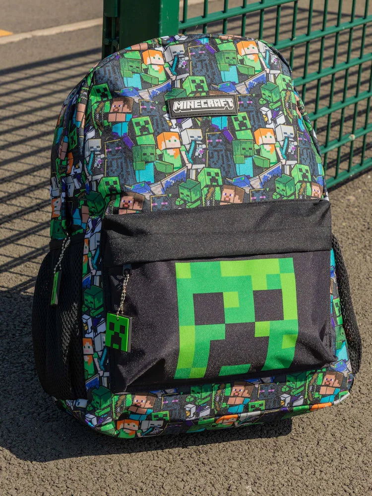 Green - Vanilla Underground Minecraft Boys Creeper and Zombie Allover Print Backpack