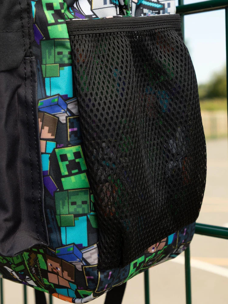 Green - Vanilla Underground Minecraft Boys Creeper and Zombie Allover Print Backpack