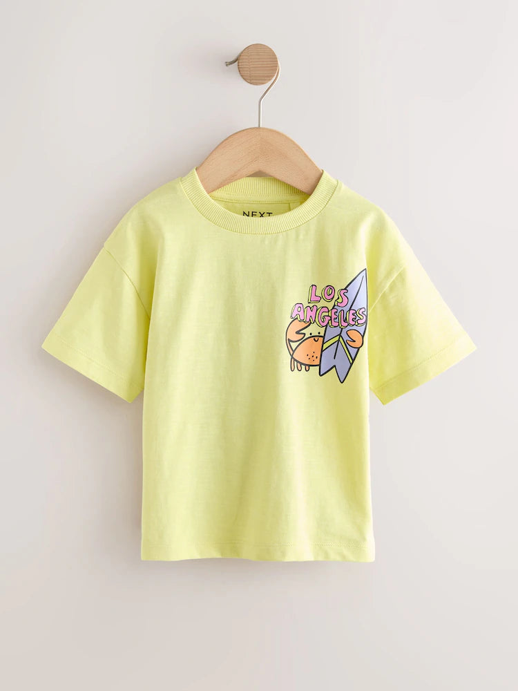 Yellow LA Surf - Short Sleeve Graphic T-Shirts 3 Pack
