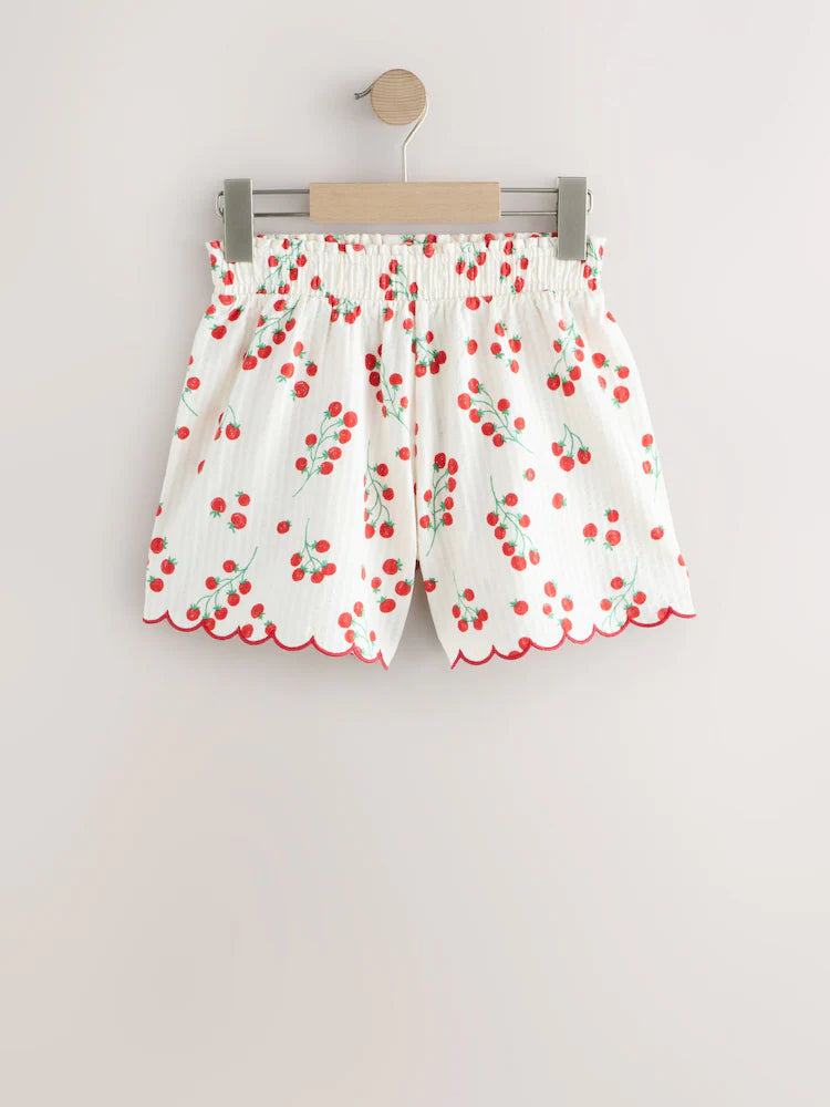 Green Vichy/Tomato Textured Scallop Shorts 2 Pack