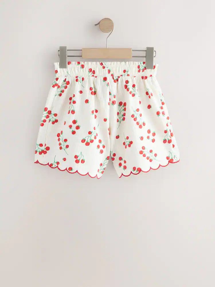 Green Vichy/Tomato Textured Scallop Shorts 2 Pack