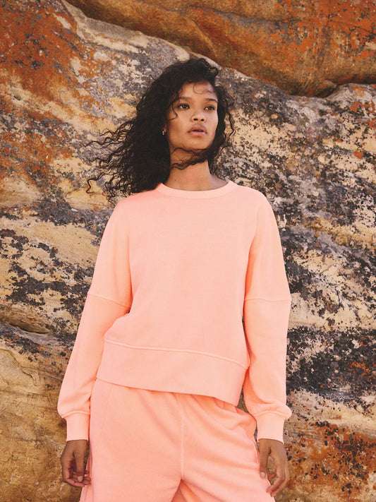 Fluorescent orange - Washed crew neck sweatshirt
