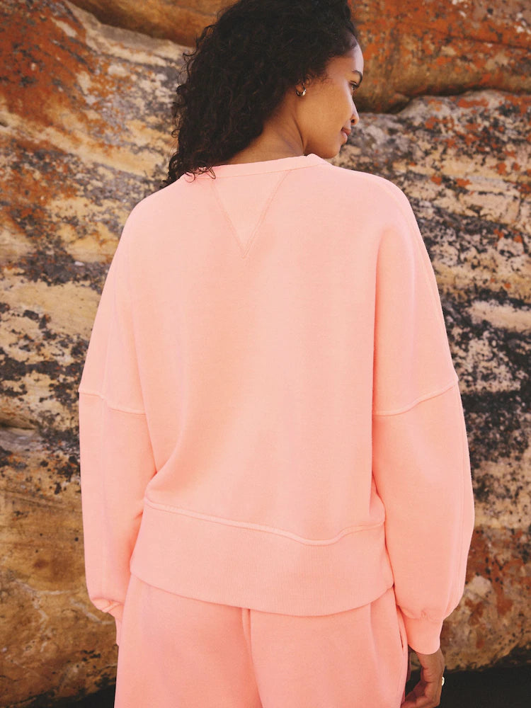 Fluorescent orange - Washed crew neck sweatshirt