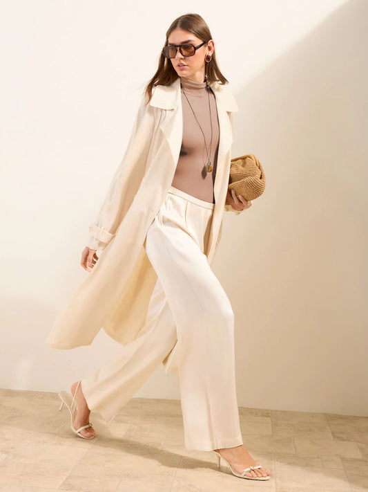 Cream - Friends Like These Lightweight Linen Blend Trench Coat