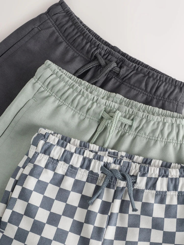 Charcoal Checkerboard Jersey Shorts 3 Pack (3mths - 7yrs)