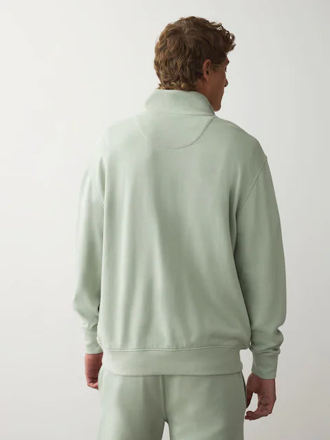 Sage Green Cotton Rich Lightweight Jersey Quarter Zip Sweatshirt
