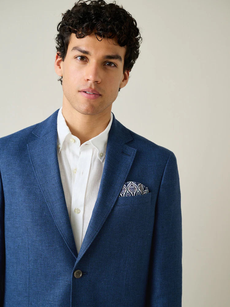 Light blue - Regular fit - Textured linen blend blazer