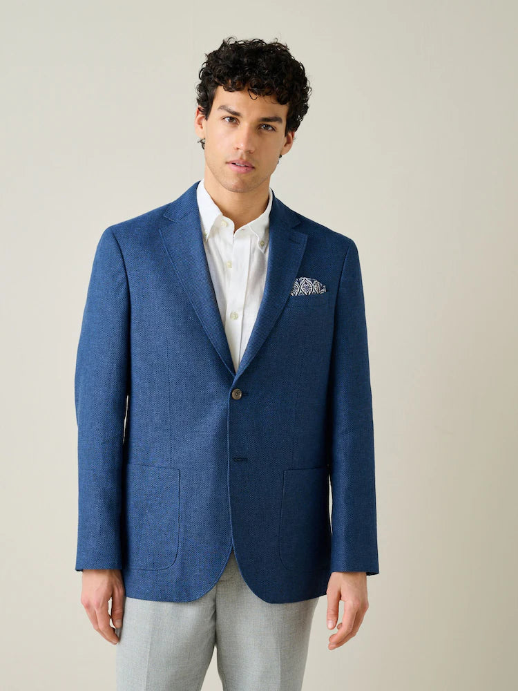 Light blue - Regular fit - Textured linen blend blazer