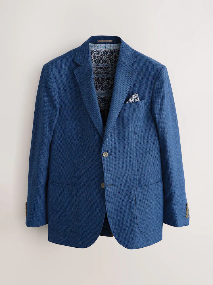 Light blue - Regular fit - Textured linen blend blazer