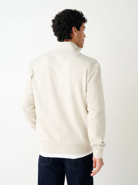 Ecru/white melange - Sweatshirt with color block design and quarter zip