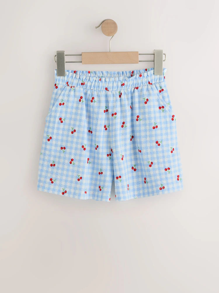 Blue, Vichy - Textured Shorts