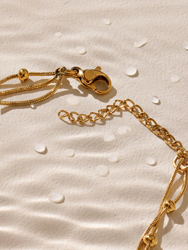 Gold-colored - Waterproof stainless steel layered ball bracelet
