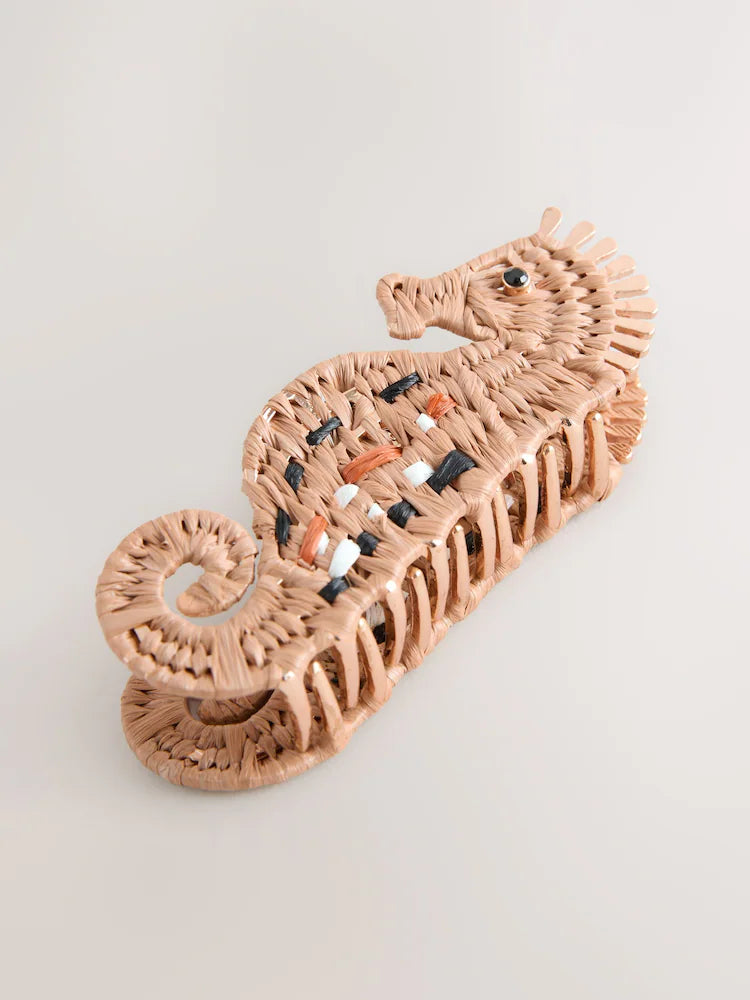 Nature - Seahorse Claw Clip With Raffia