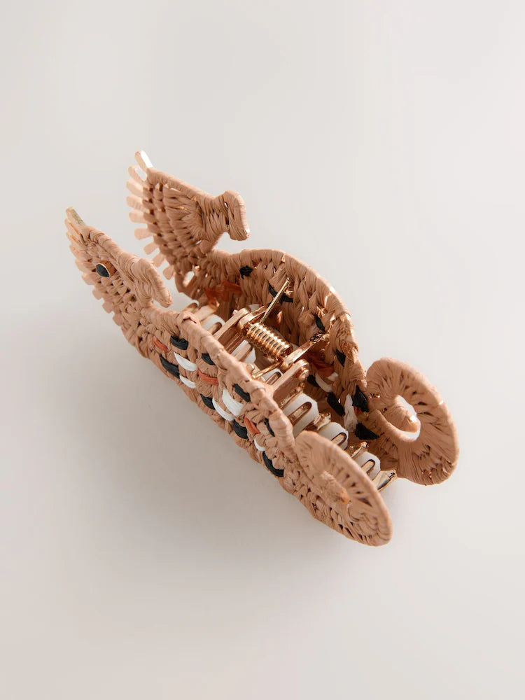 Nature - Seahorse Claw Clip With Raffia