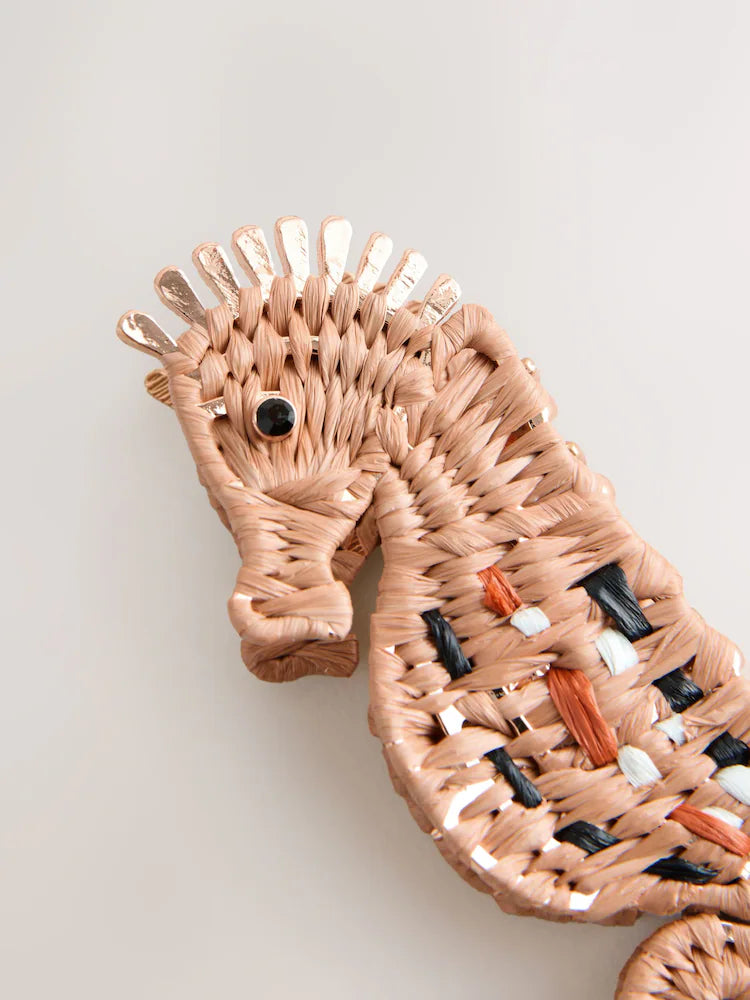 Nature - Seahorse Claw Clip With Raffia