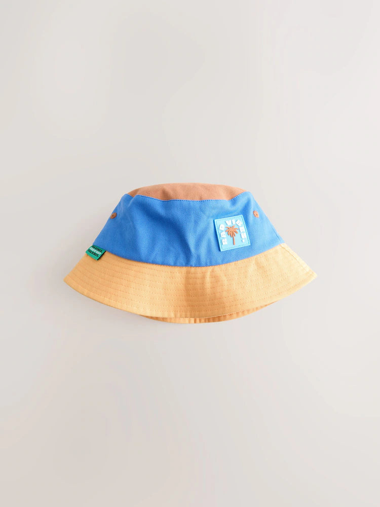 Blue & Orange Colorblock Bucket Hat