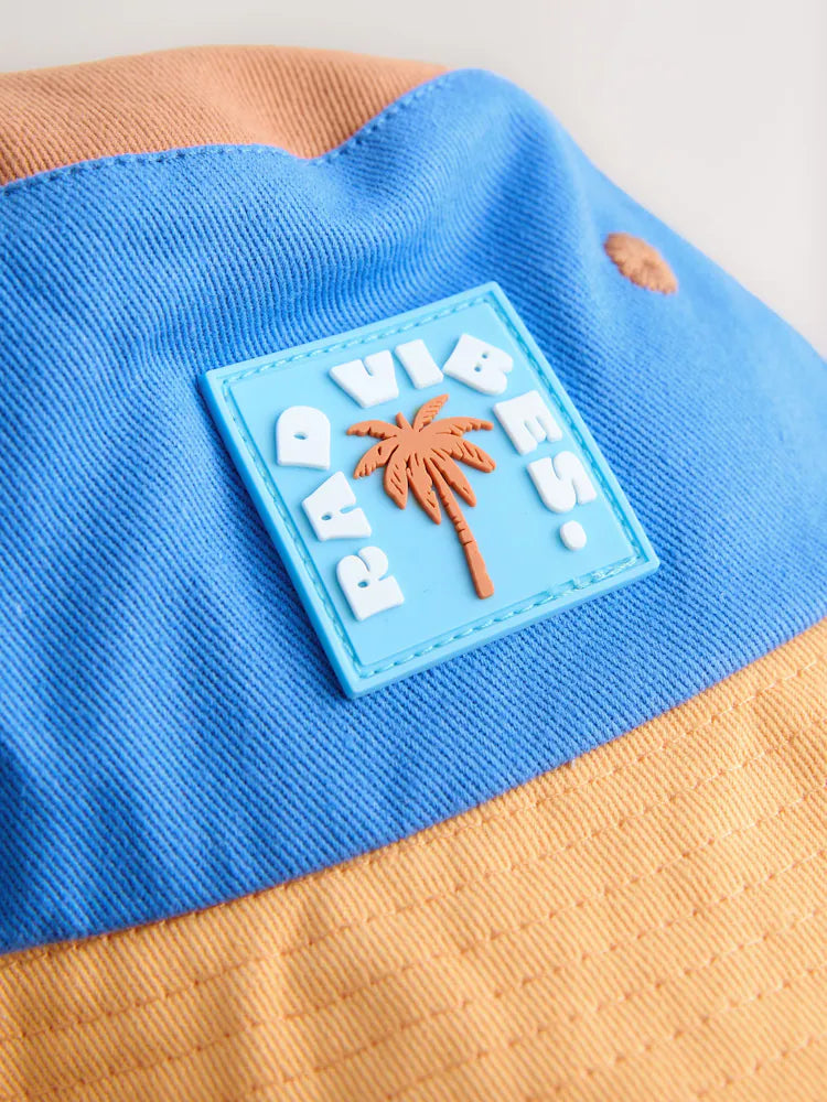 Blue & Orange Colorblock Bucket Hat