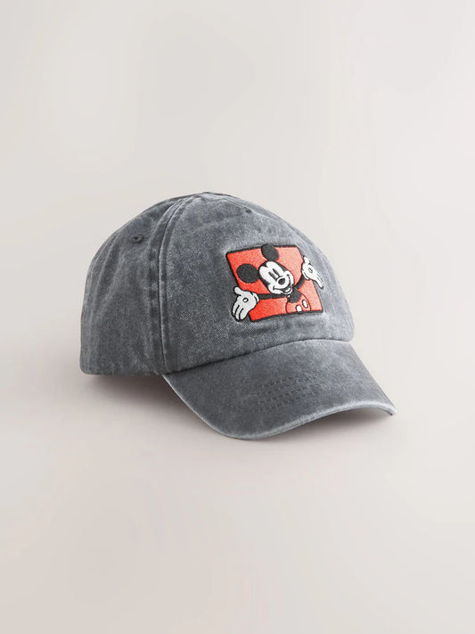 Washed Gray Denim - Mikey Mouse Baseball Cap