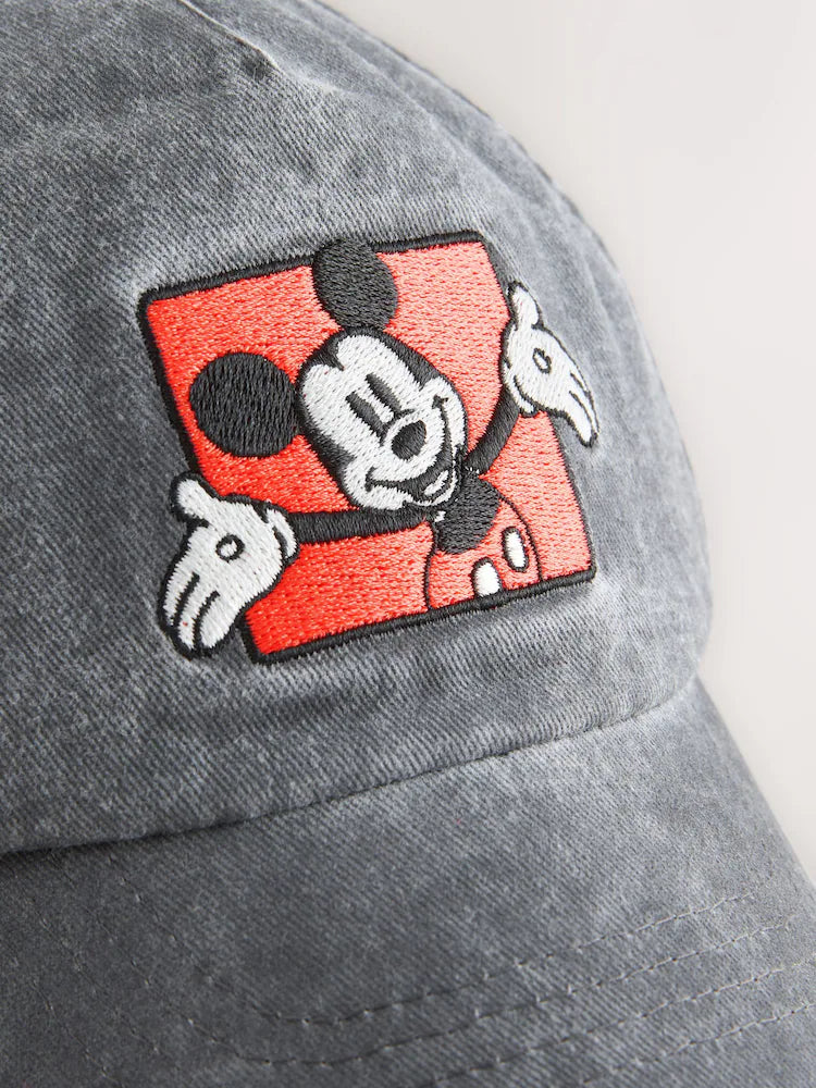 Washed Gray Denim - Mikey Mouse Baseball Cap