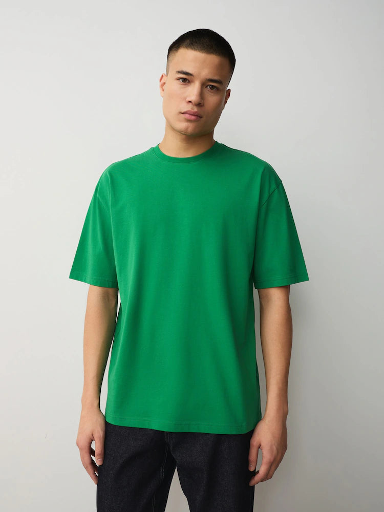 White/Orange/Blue/Pink/Green - Essential cotton T-shirts with a relaxed fit, 5-pack
