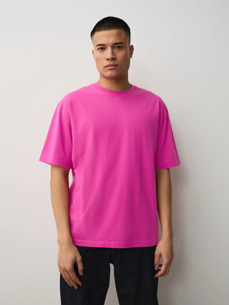 White/Orange/Blue/Pink/Green - Essential cotton T-shirts with a relaxed fit, 5-pack