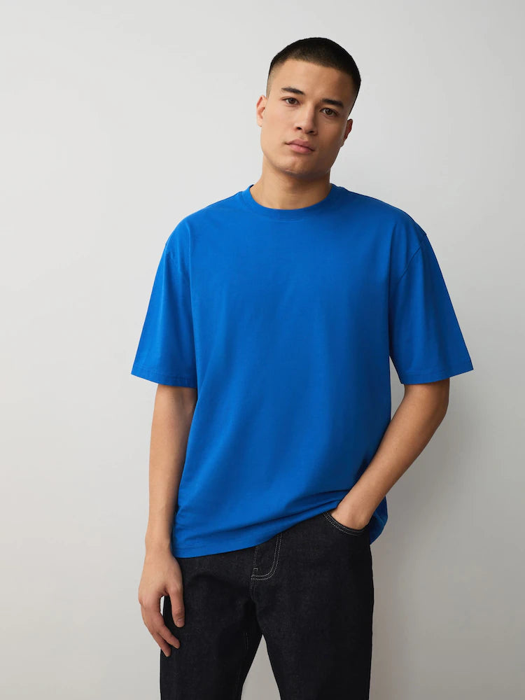 White/Orange/Blue/Pink/Green - Essential cotton T-shirts with a relaxed fit, 5-pack